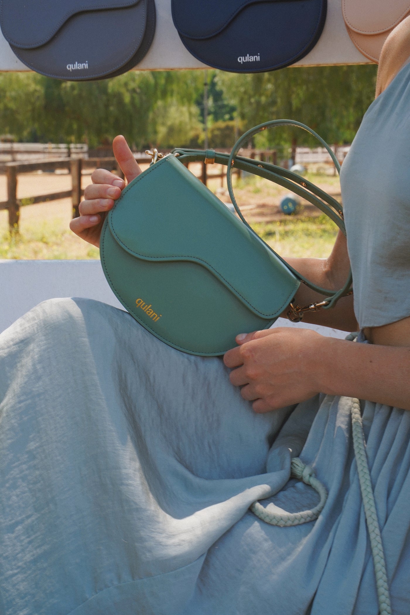 qulani Pistachio Saddle Bag With Strap